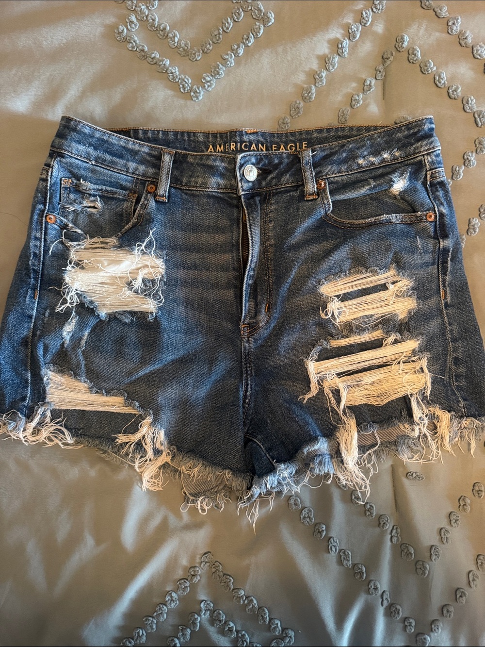 American Eagle Outfitters Women's Distressed Jean Shorts - Blue